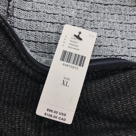 Current Air Anthropologie Black Sparkle Bow-Tie One-Shoulder Top - Picture 6 of 9